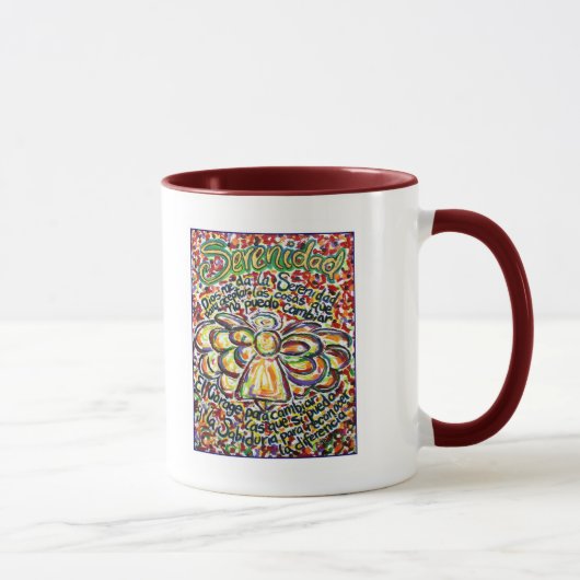 Mug Angel de prière de sérénité (texte espagnol) (Droite)
