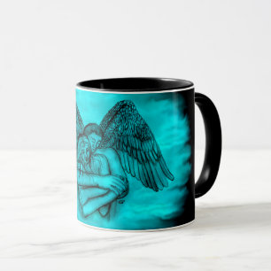 Mug Angel Eros en amour, design noir et vert