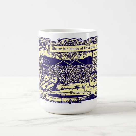 Mug Angel et lapins dans le jardin fleuri avec bannièr (Centre)