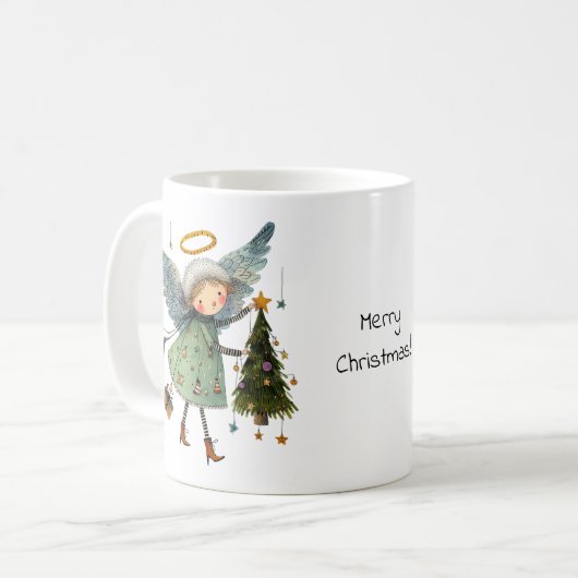 Mug Angel mignon avec arbre de Noël (Devant gauche)