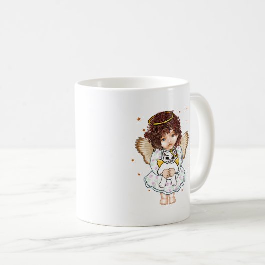 Mug Angel tenant le chat (Devant droit)