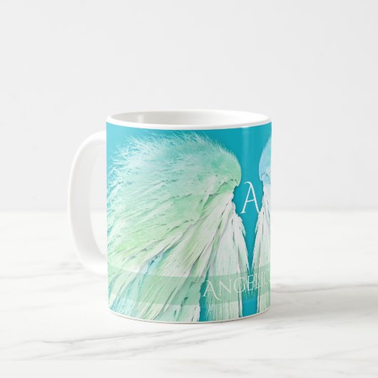 Mug ANGEL WINGS Monogramme Nom Fresh Ombre (Devant gauche)