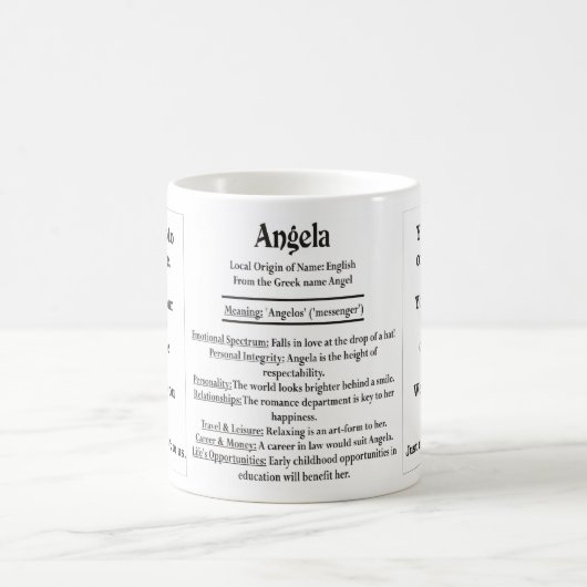 Mug Angela, l'origine et la signification et votre (Centre)
