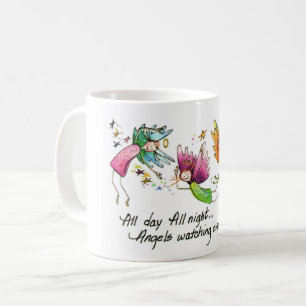 Mug Angels volant heureux "toute la journée" Aquarelle
