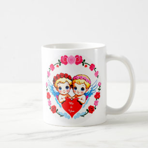 Mug Anges Cupidons Adorables Tenant un Cœur