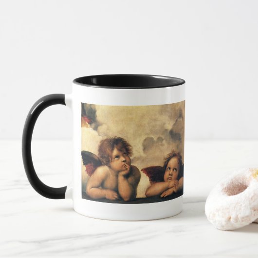 Mug Anges de la Madone Sixtine par Raphaël Sanzio (Avec donut)