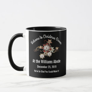 Mug Anges, Joyaux et Fleurs Étincelantes sur Fond Noir