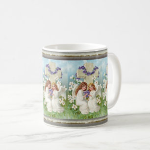 Mug Anges Mignons Avec Croix Et Fleurs