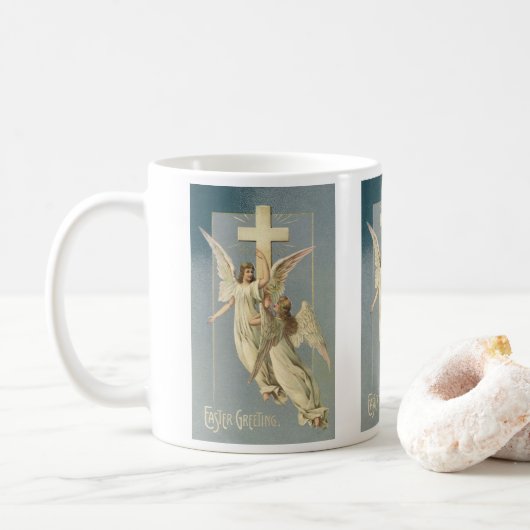 Mug Anges victoriens avec Croix, Pâques Vintages (Avec donut)