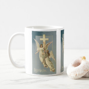 Mug Anges victoriens avec une croix, Pâques vintage