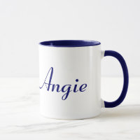 Mug Angie Bleu et Blanc Nom