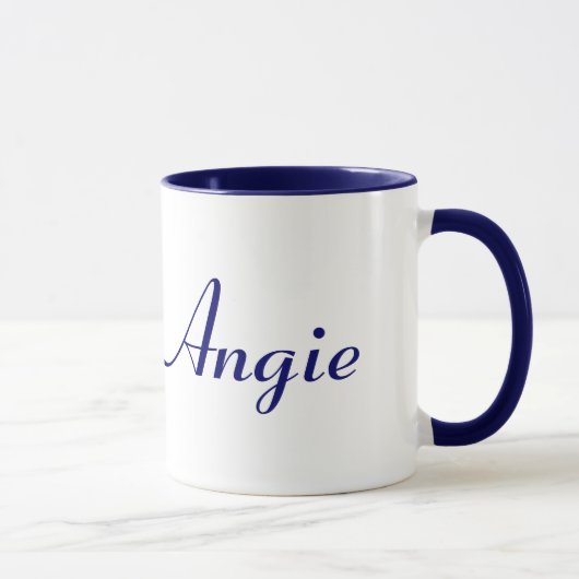 Mug Angie Bleu et Blanc Nom (Droite)