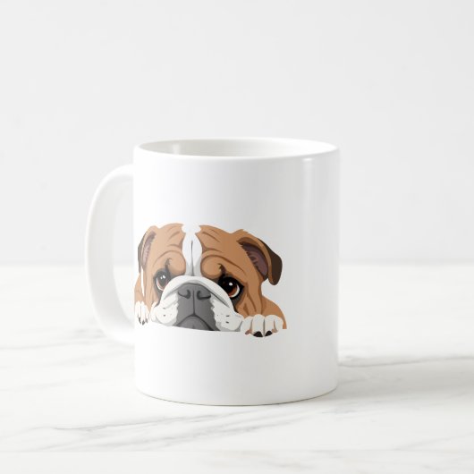Mug Anglais Bulldog Peeking mignonne adorable animal d (Devant gauche)