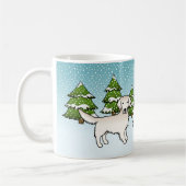 Mug Anglais Crème Golden Retriever En Hiver & Nom (Gauche)