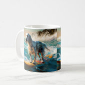 Mug Anglais Setter Beach Surfing Painting (Devant gauche)
