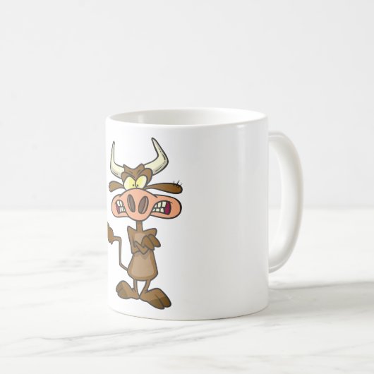 Mug Angry Cartoon Bull Funny Grumpy (Devant droit)