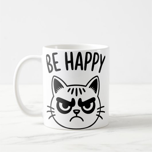 Mug Angry Cat – Be Happy Contrast Art (Gauche)