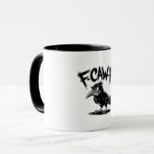 Mug Angry Crow “F-CAW-F” – Edgy Cartoon Bird Design (Devant gauche)