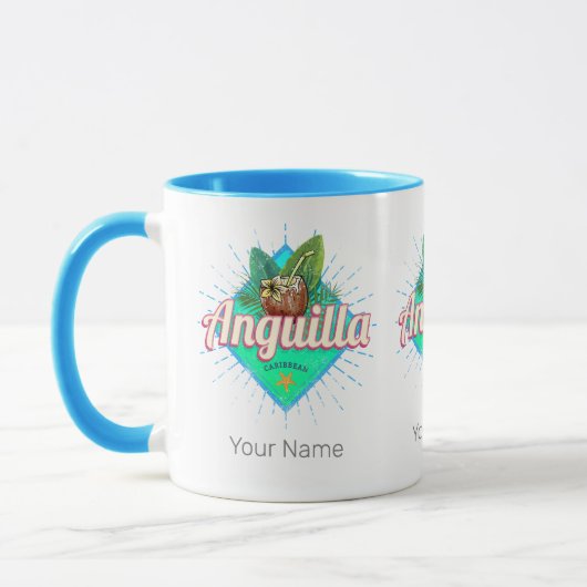 Mug Anguilla Caraïbes Rétro Vacances Île Vintage (Gauche)