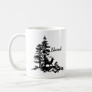 Mug Animal blanc de mâle de noir vintage de cerfs