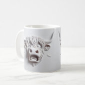 Mug Animaux amusants de vache de haute-terre rayée 3D (Devant gauche)