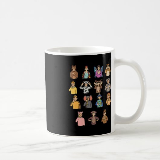 Mug Animaux ASL Gesture mains Sourdes Perte auditive A (Droite)