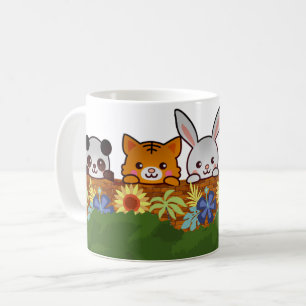 Mug Animaux curieux sur une scène de jardin ludique