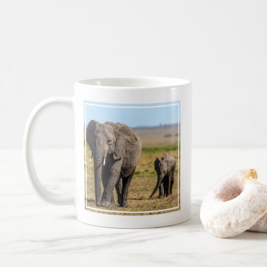 Mug Animaux de bébés cutest | Eléphant mère & bébé (Avec donut)