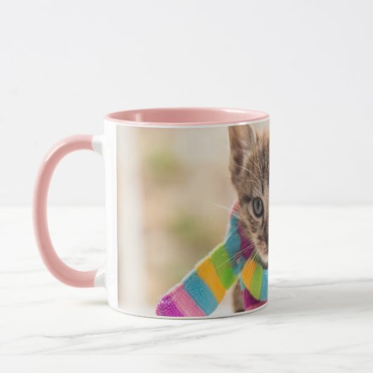 Mug Animaux de bébés cutest | Tabby Kitten Écharpe arc (Gauche)
