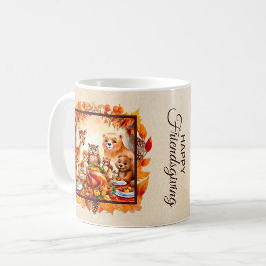 Mug Animaux de bois d'action amicale Feuilles d'automn (Devant gauche)