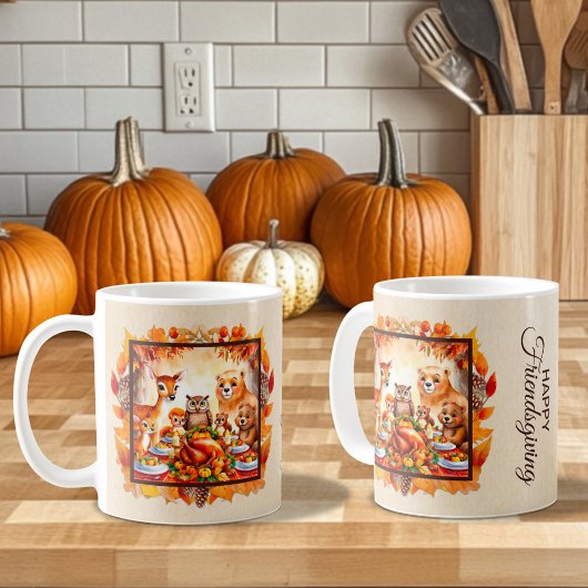 Mug Animaux de bois d'action amicale Feuilles d'automn
