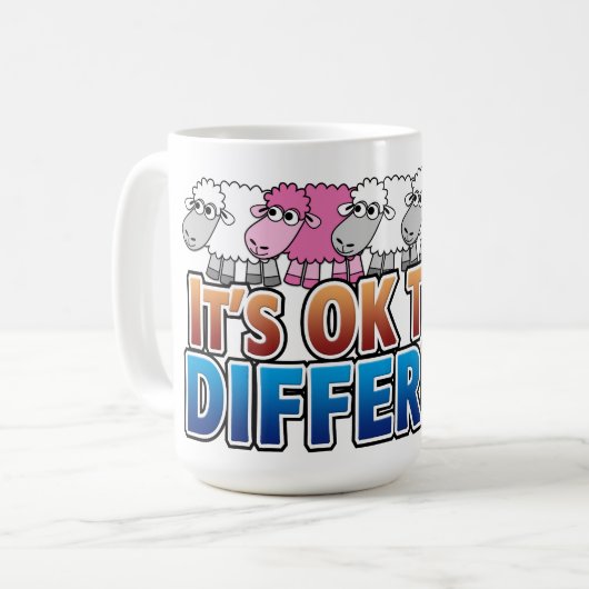 Mug Animaux de caricature mignons - Soyez différents (Devant gauche)