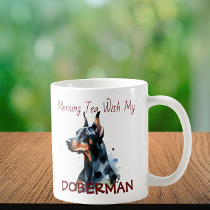 Mug Animaux de compagnie Doberman Aquarelle Noir Perso