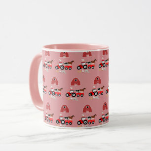 Mug Animaux de ferme et tracteur rouge Barnyard Girls