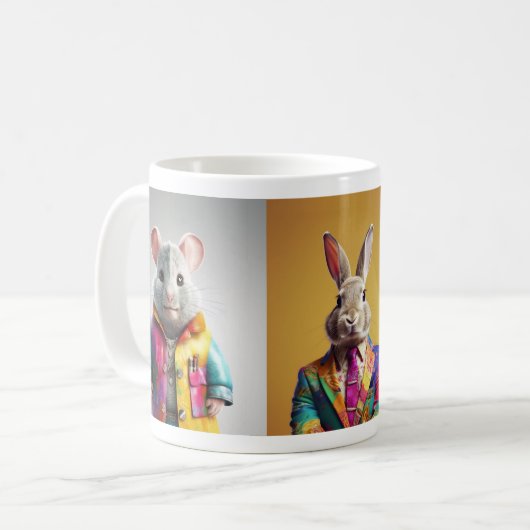 Mug Animaux de fierté : Chinchilla, Bunny, Penguin (Devant gauche)