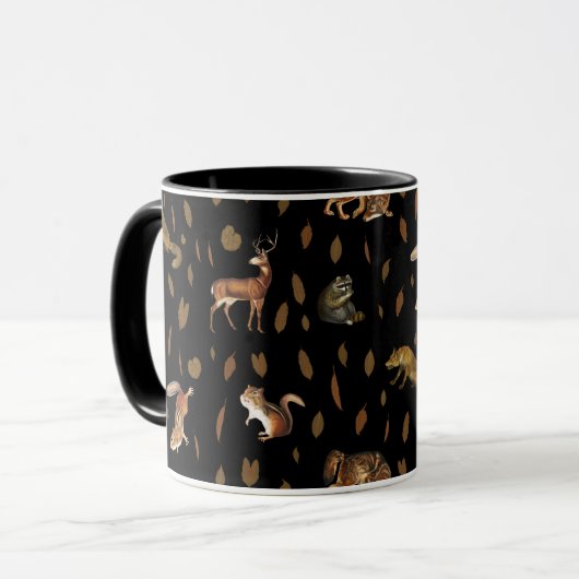 Mug Animaux de forêt automnale Feuilles d'automne (Devant gauche)