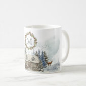 Mug Animaux de forêt de cabine d'hiver avec le (Devant droit)