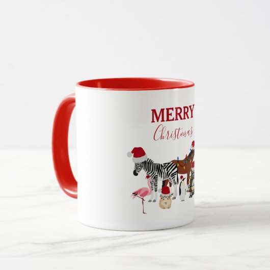 Mug Animaux de Noël mignons et amusants Chapeaux de No (Devant gauche)