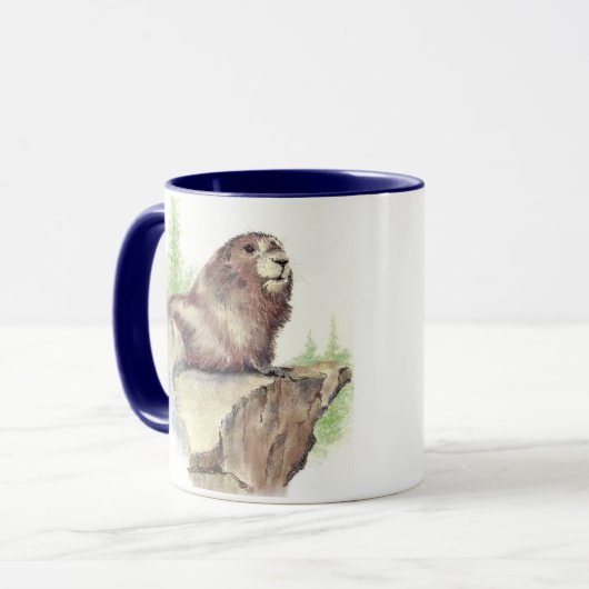 Mug Animaux des marmottes, Rochers, Nature, Faune (Devant gauche)