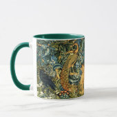 Mug ANIMAUX FORESTIERS, RAVEN, FOX, PEACOCK Blue Green (Gauche)