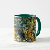 Mug ANIMAUX FORESTIERS, RAVEN, FOX, PEACOCK Blue Green (Devant droit)