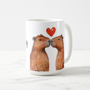 Mug animaux mignons capybaras avec le coeur peint