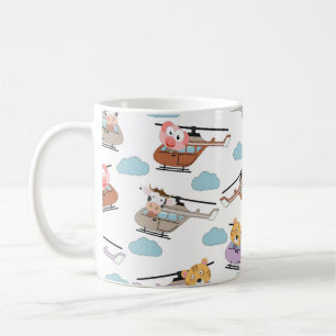 Mug Animaux Mignons Dans Un Motif D'Hélicoptère