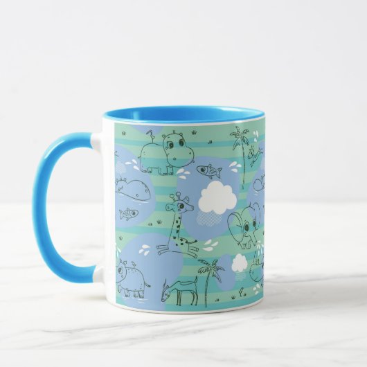 Mug Animaux mignons jouant avec de l'eau 3 (Gauche)