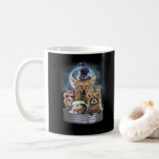 Mug Animaux Poubelles Hurlements à la Lune Équipe Drôl (Avec donut)
