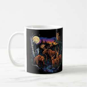 Mug Animaux sauvages de la forêt vintage Moose Ours Lo