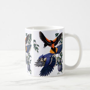 Mug Animaux sauvages oiseaux vintage, geais bleus en v