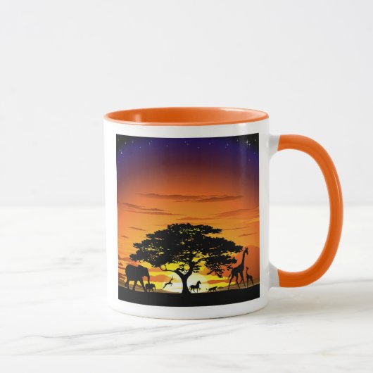 Mug Animaux sauvages sur le coucher de soleil de la sa (Droite)