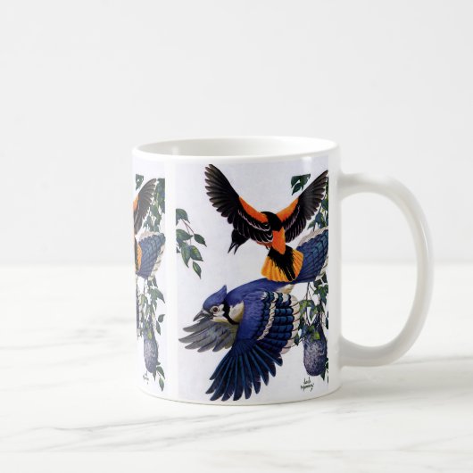 Mug Animaux sauvages vintages Oiseaux, Jays Bleus Vola (Droite)