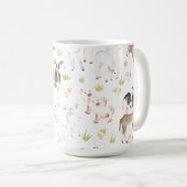 Mug Animaux tirés par la main d'aquarelle à la ferme (Devant droit)